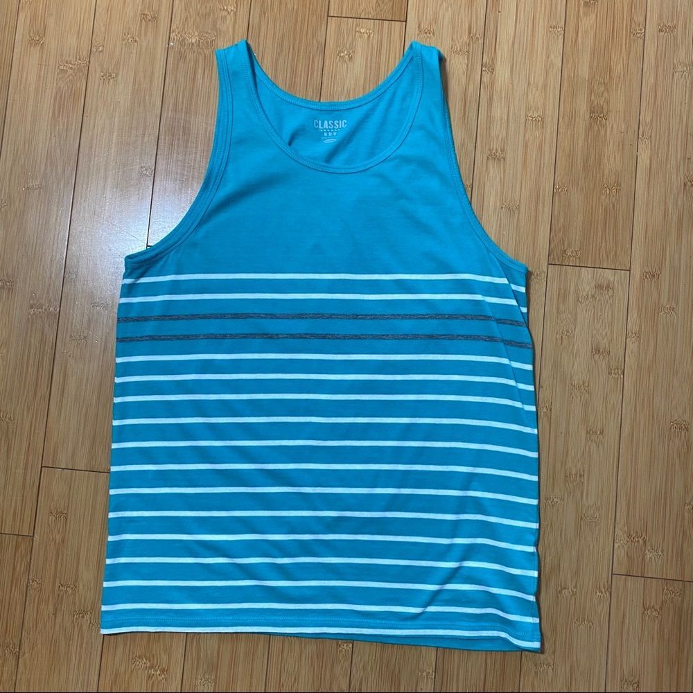 Teal/Turquoise Tank Top - White Stripes